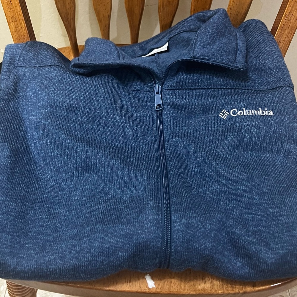 Columbia Navy Heathered Zip-Up Jacket